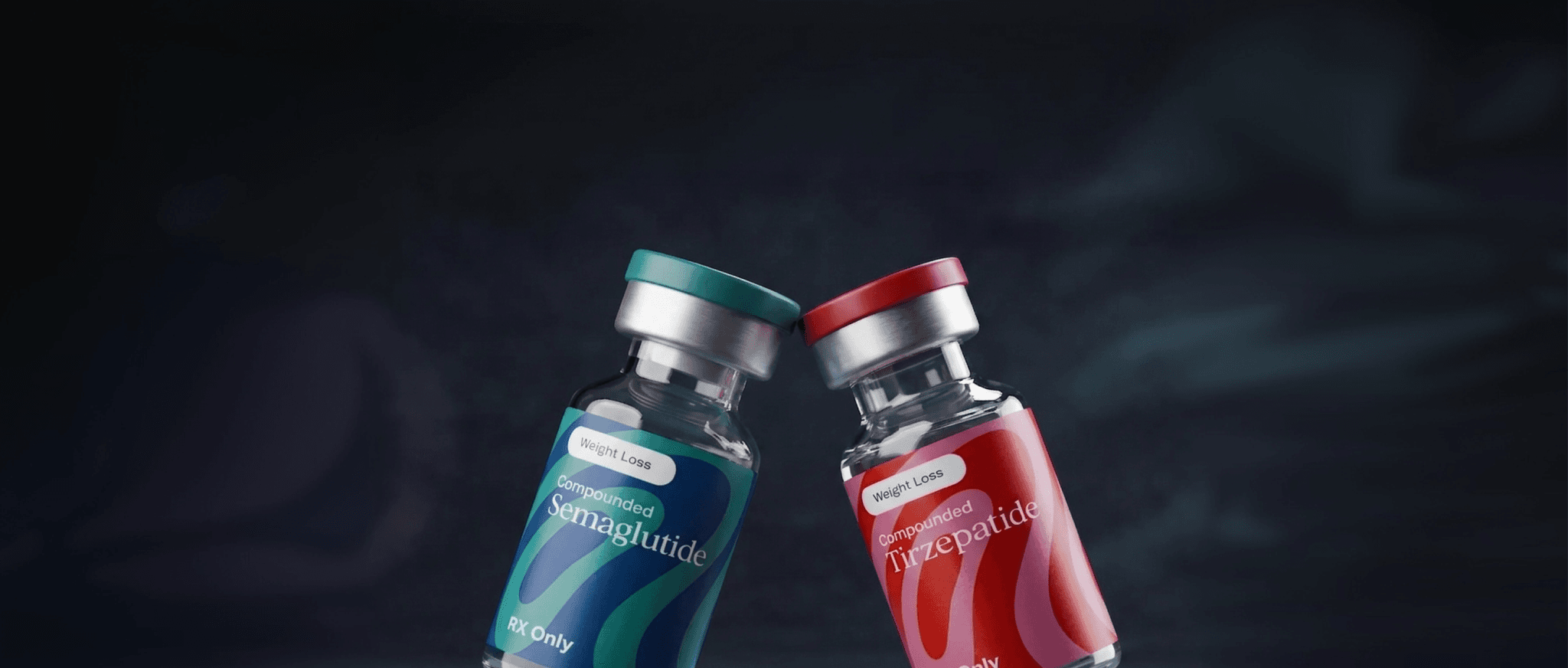 Tirzepatide and Semaglutide compounded GLP-1 medication vials